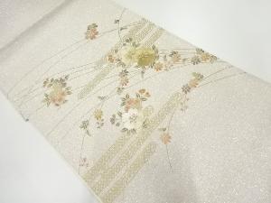 アンティーク　金彩ヱ霞に桜・菊模様刺繍袋帯（材料）